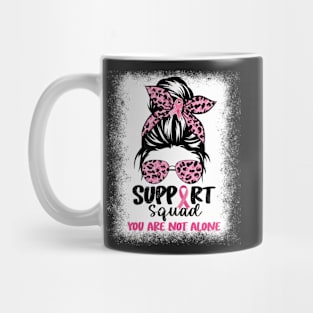 Support Squad Messy Bun Pink Warrior Breast Cancer Awareness Mug